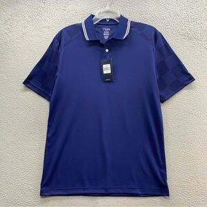 Chaps Golf Polo Shirt DP Atlanti Men’s S Blue Checkered Stretch Short Sleeve NWT